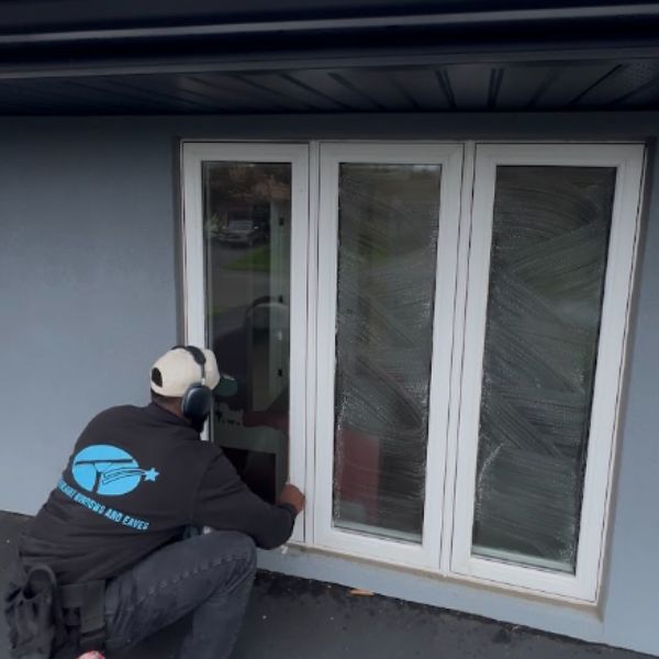 Stafan Lionel from Silverlight Windows and Eaves performing precision window detailing on a residential home in Toronto
